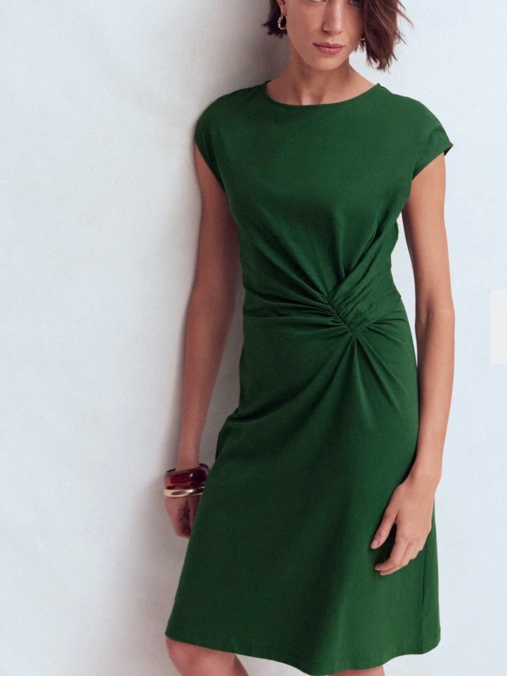 Boden Green Twist-Waist Dress. NWT